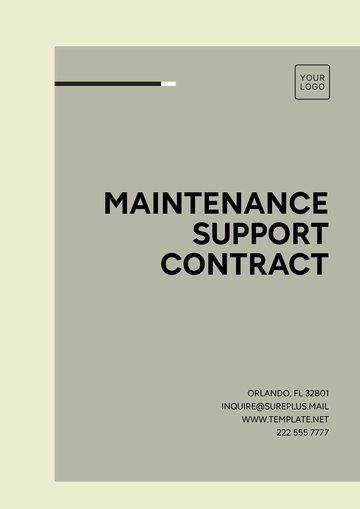 Free Maintenance Support Contract Template to Edit Online