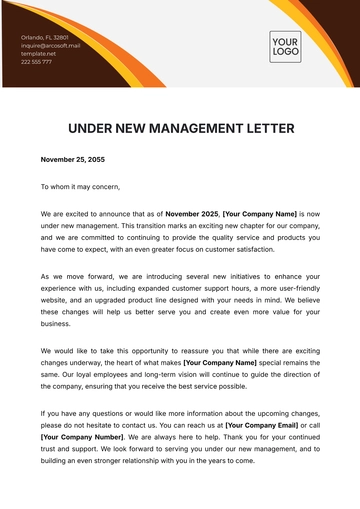 Free Under New Management Letter Template to Edit Online