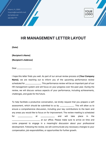 Free HR Management Letter Layout Template to Edit Online