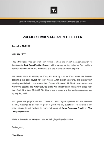 Free Project Management Letter Template to Edit Online