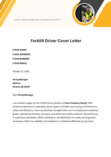 Free Forklift Driver Cover Letter Template to Edit Online