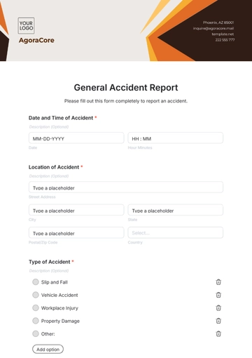 Free General Accident Report Template to Edit Online