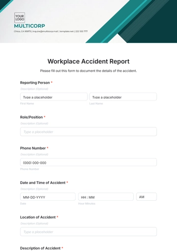 Free Workplace Accident Report Template to Edit Online