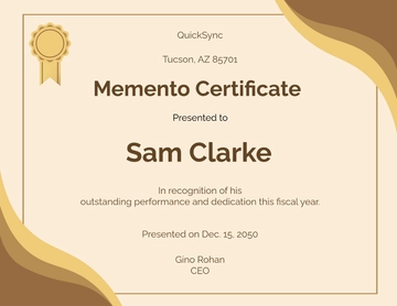 Free Aesthetic Gold Memento Certificate Template to Edit Online