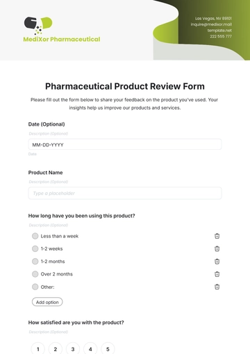 Free Pharmaceutical Product Review Form Template to Edit Online