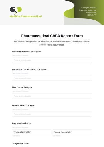 Free Pharmaceutical CAPA Report Form Template to Edit Online