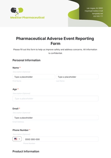 Free Pharmaceutical Adverse Event Reporting Form Template to Edit Online