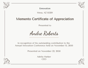 Free Minimalist Memento Certificate Template to Edit Online