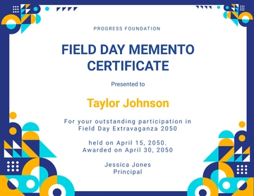 Free Field Day Memento Certificate Template to Edit Online