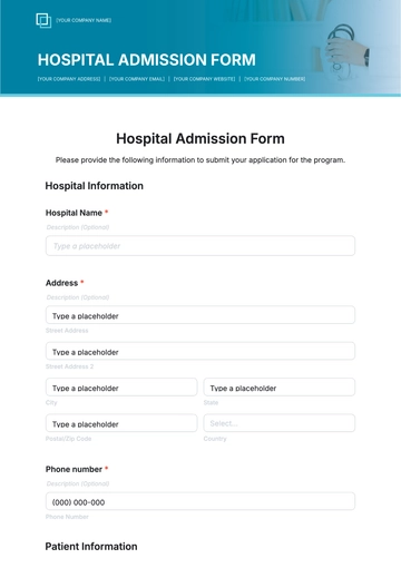 Free Hospital Admission Form Template to Edit Online