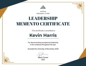 Free Leadership Memento Certificate Template to Edit Online