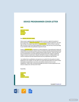 Device Programmer Cover Letter