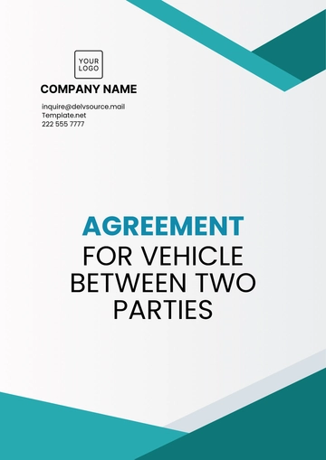 Free Agreement for Vehicle Between Two Parties Template to Edit Online