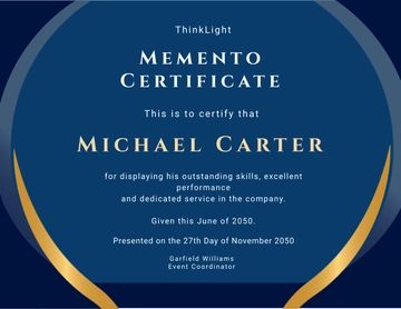 Free Grand Event Memento Certificate Template to Edit Online