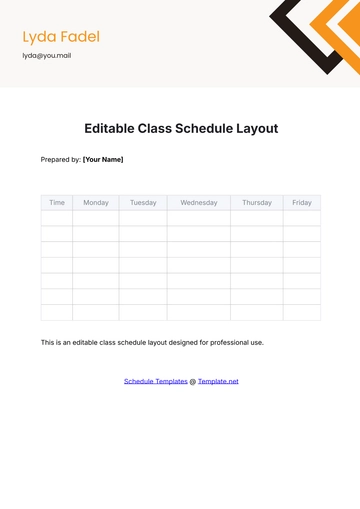 Free Editable Class Schedule Layout Template to Edit Online