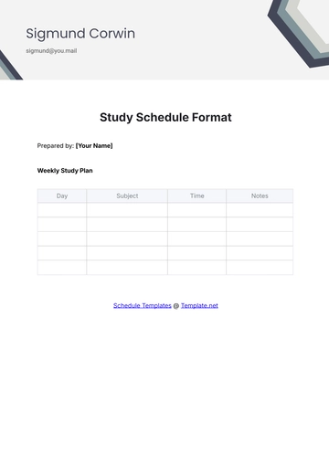 Free Study Schedule Format Template to Edit Online
