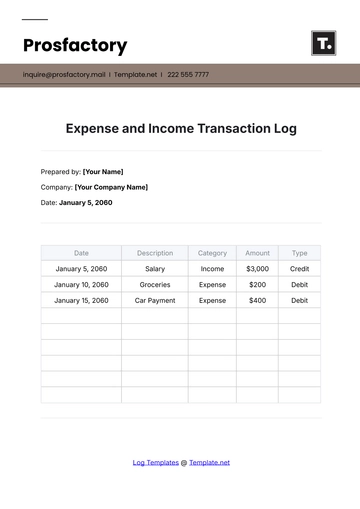 Free Expense and Income Transaction Log Template to Edit Online