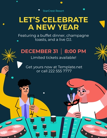 Free Printable New Year Flyer Template to Edit Online