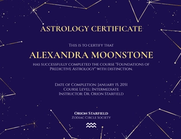 Free Astrology Certificate Template to Edit Online