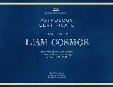 Free Simple Astrology Certificate Template to Edit Online