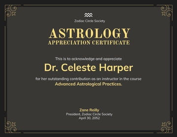 Free Astrology Appreciation Certificate Template to Edit Online