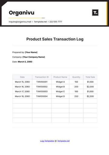 Free Product Sales Transaction Log Template to Edit Online