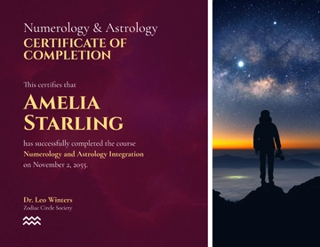 Free Numerology Astrology Certificate Template to Edit Online
