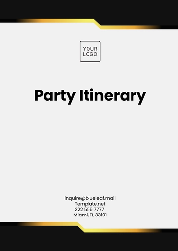 Free Party itinerary Template to Edit Online
