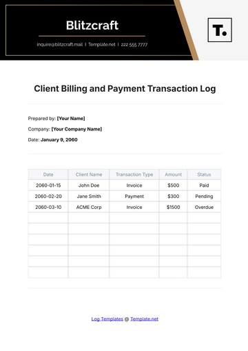 Free Client Billing and Payment Transaction Log Template to Edit Online