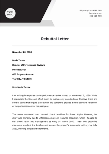 Free Rebuttal Letter Template to Edit Online