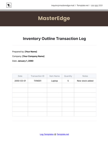 Free Inventory Outline Transaction Log Template to Edit Online