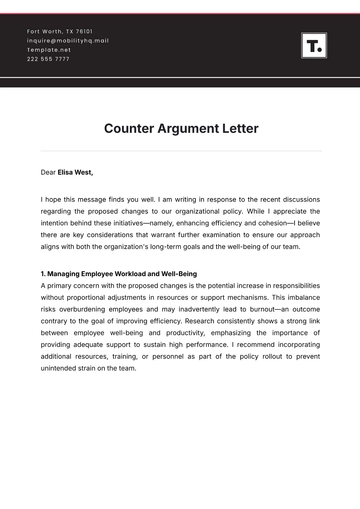 Free Counter Argument Letter Template to Edit Online