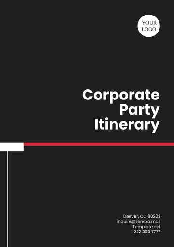 Free Corporate Party Itinerary Template to Edit Online