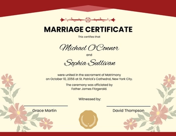 Free Catholic Marriage Certificate Template to Edit Online