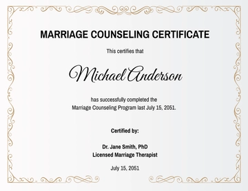 Free Marriage Counseling Certificate Template to Edit Online