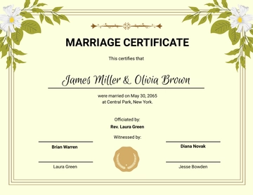 Free Marriage Certificate License Template to Edit Online