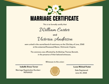 Free Editable Marriage Certificate Template to Edit Online