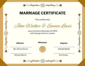 Free Simple Marriage Certificate Template to Edit Online