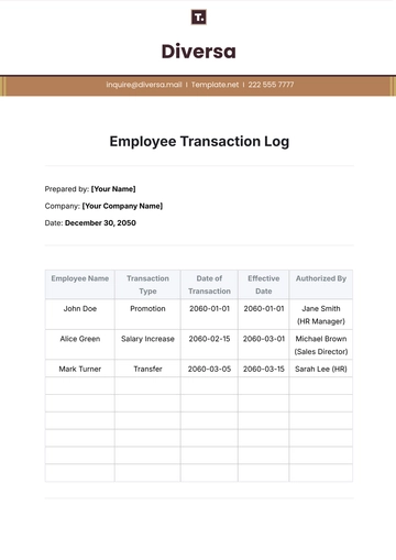 Free Employee Transaction Log Template to Edit Online