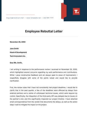 Free Employee Rebuttal Letter Template to Edit Online