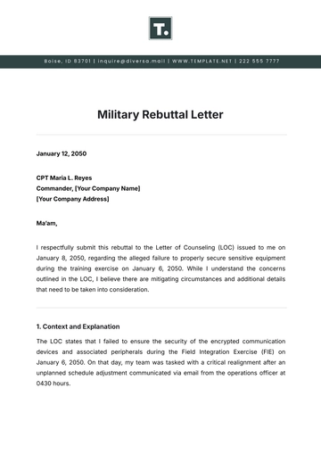 Free Military Rebuttal Letter Template to Edit Online