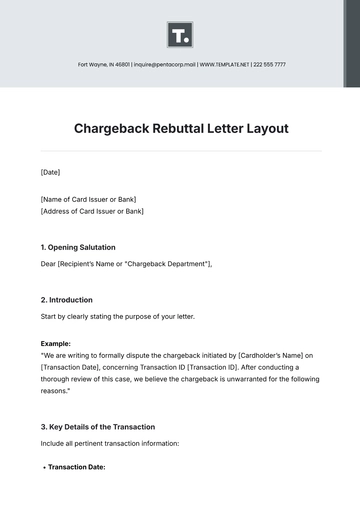 Free Chargeback Rebuttal Letter Layout Template to Edit Online