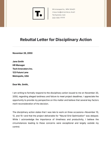Free Rebuttal Letter for Disciplinary Action Template to Edit Online
