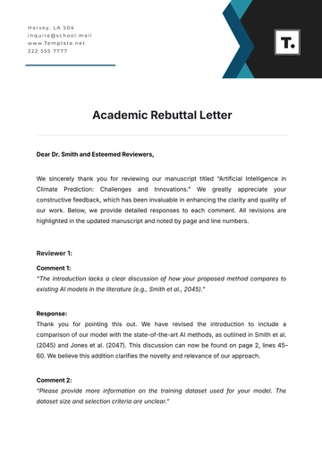 Free Academic Rebuttal Letter Template to Edit Online