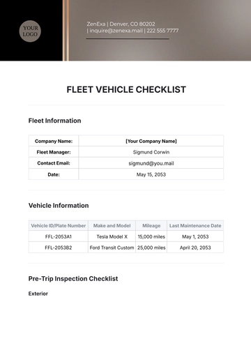 Free Fleet Vehicle Checklist Template to Edit Online