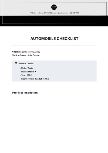 Free Automobile Checklist Template to Edit Online