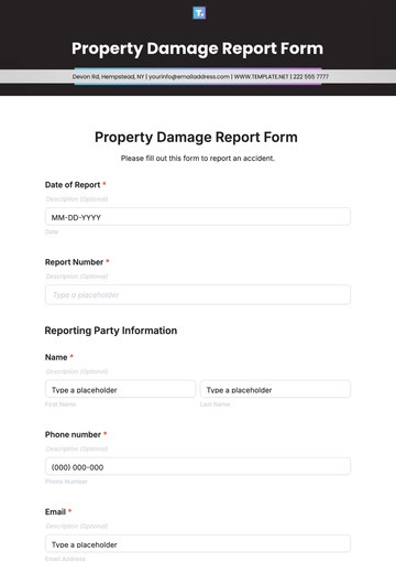 Free Property Damage Report Form Template to Edit Online