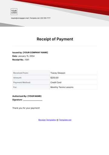 Free Printable Receipt of Payment Template to Edit Online