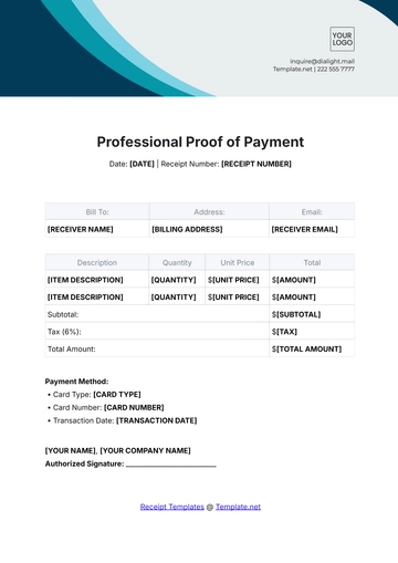Free Professional Proof of Payment Template to Edit Online