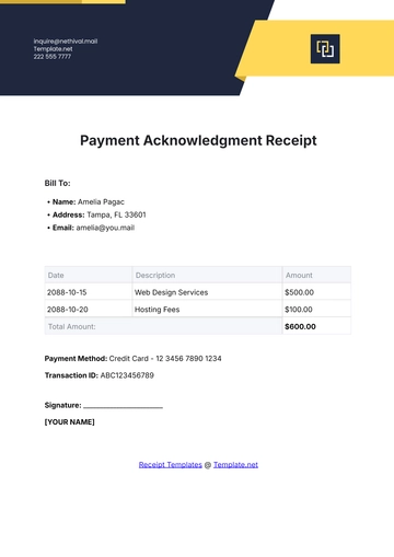 Free Payment Acknowledgment Receipt Template to Edit Online